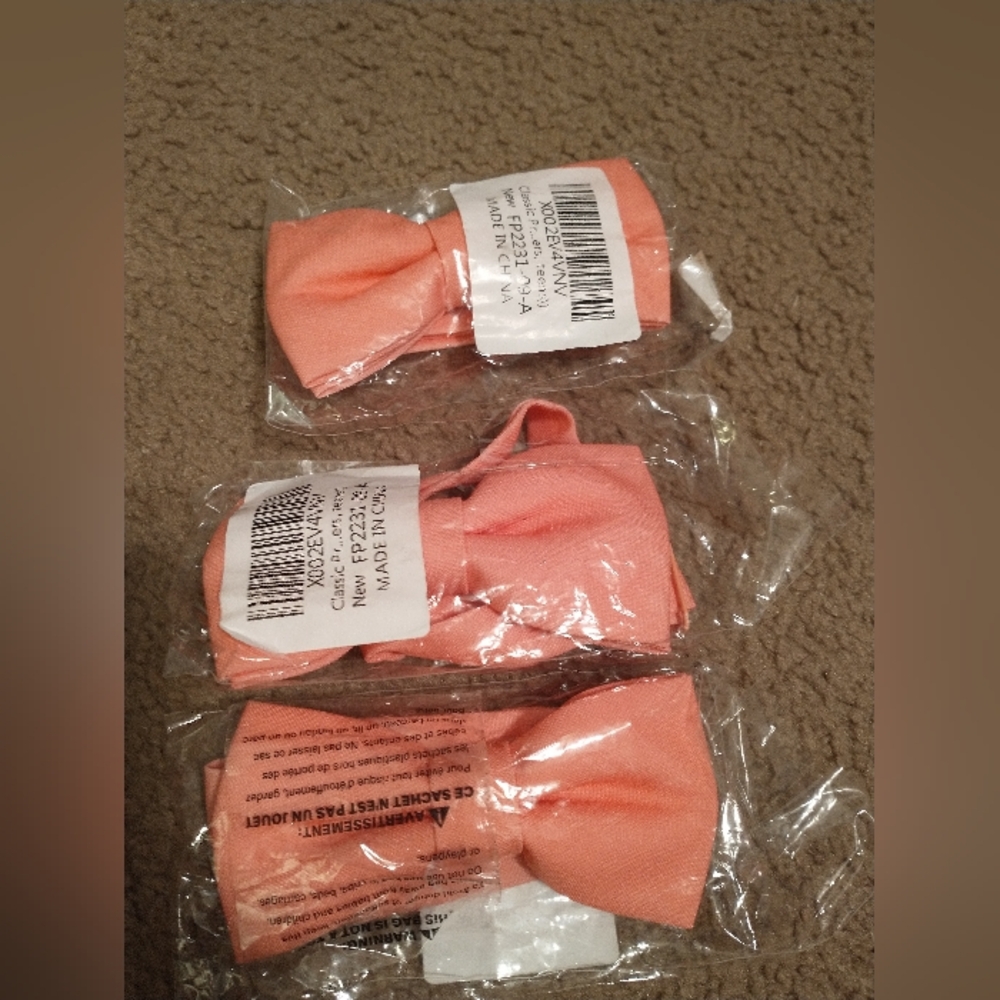 Kids Elegant Peach Bow Ties Set